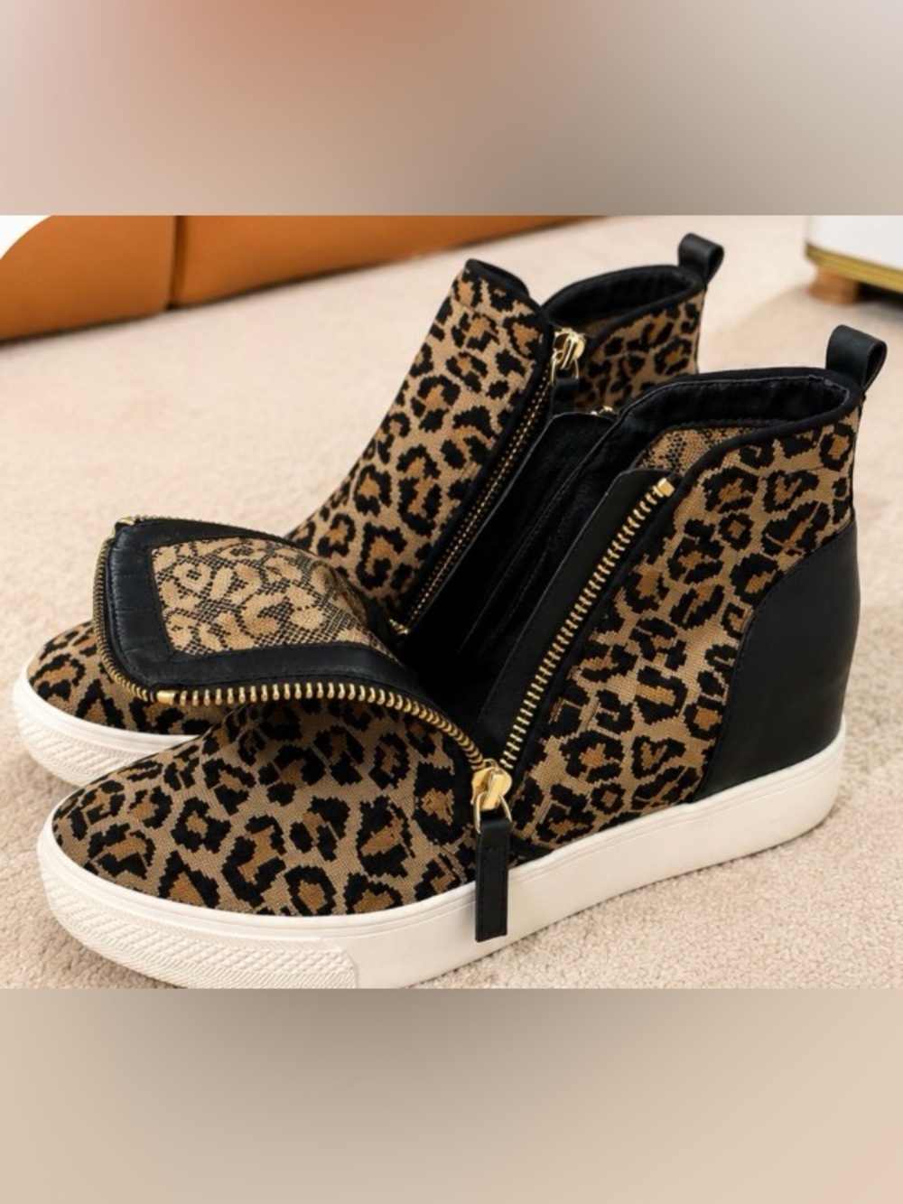 Steve Madden Loxley Leopard Print Wedge Sneakers Women's Size 8